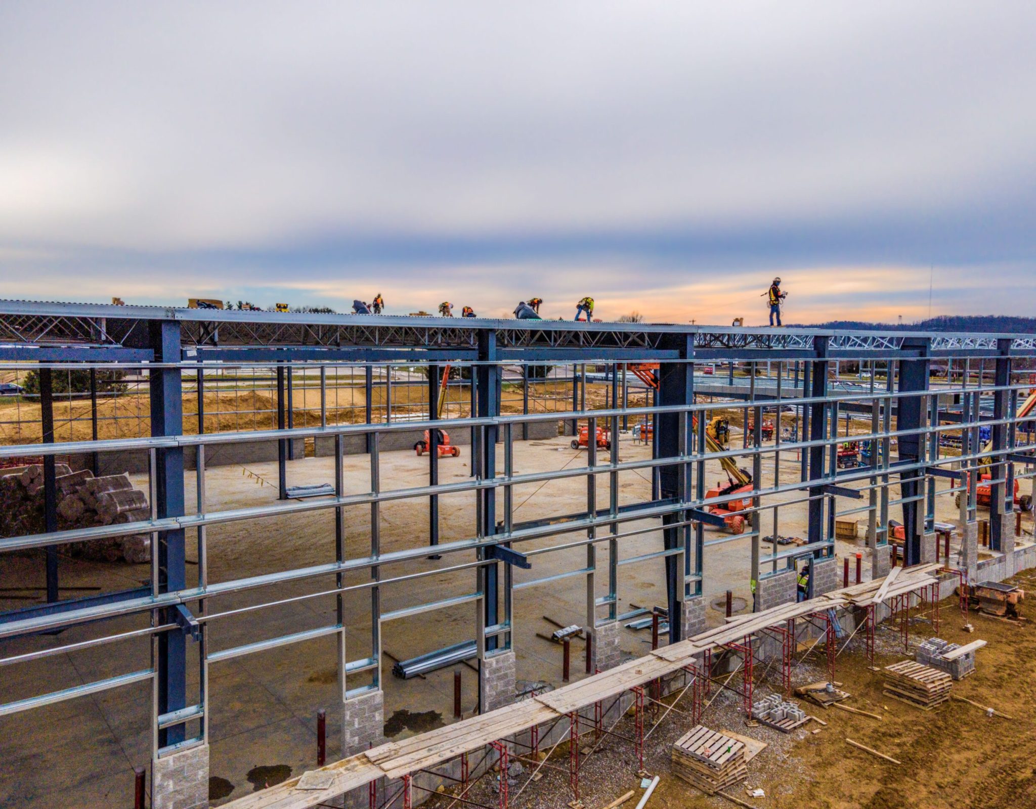 An aerial view of the construction project site